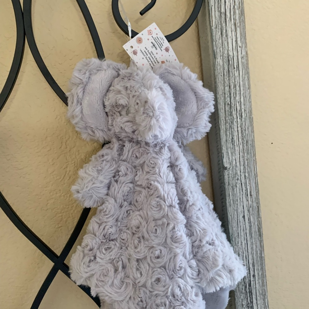 Gray Plush Elephant Lovey Blanket